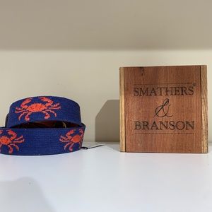 Coral Crab Needlepoint Belt by Smathers and Branson, NWT - NO BOX